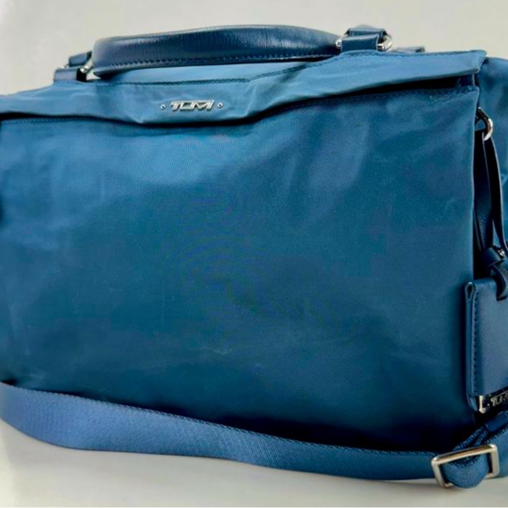 TUMI Blue Leather Trim on Blue Performance Fabric Small Duffel Bag